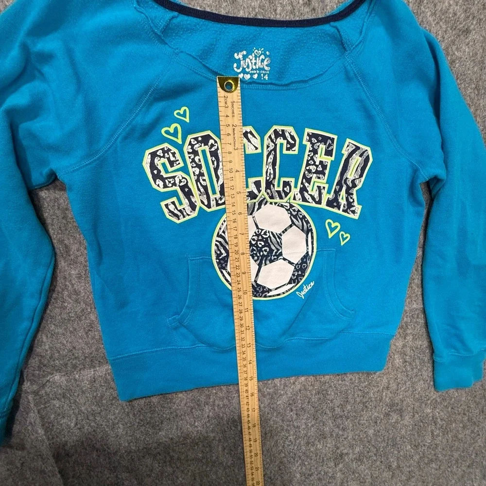 Cute Justice Soccer Long Sleeve Pull Over Size 14